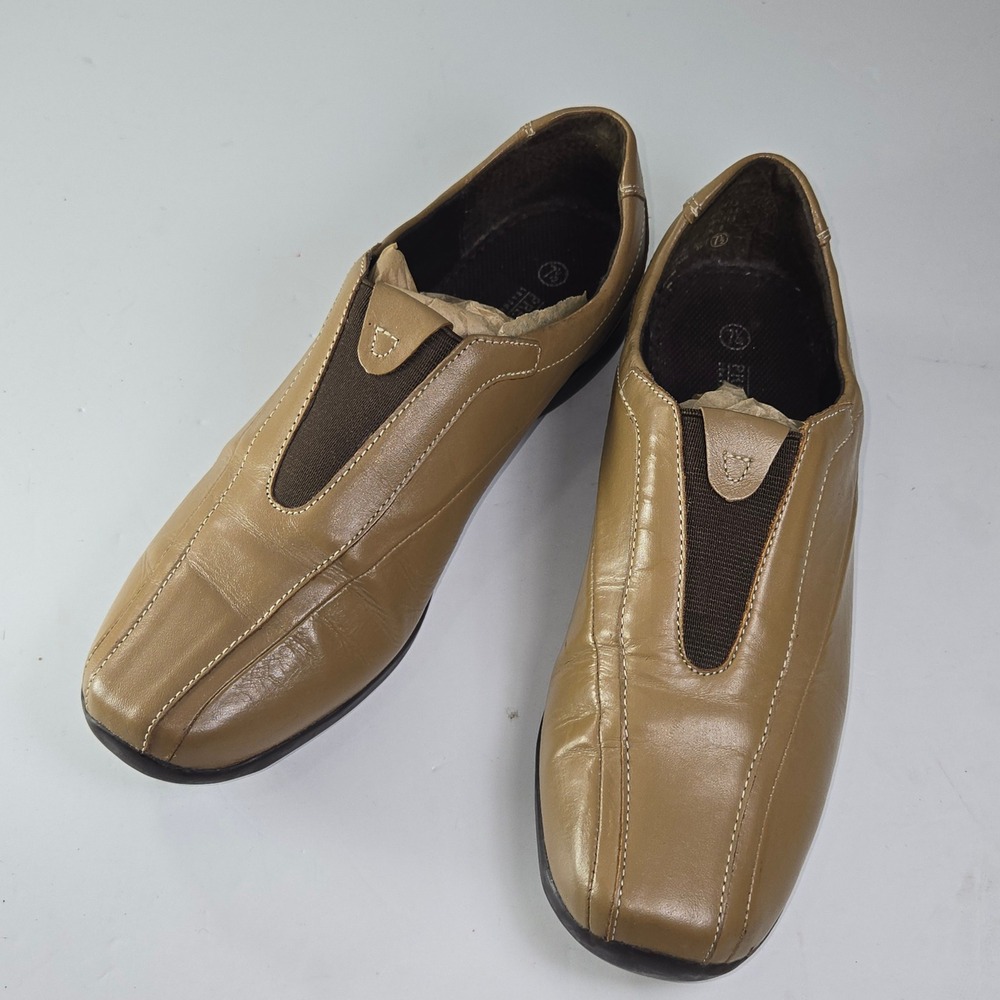 PREDICTIONS Mens Tan Leather Slip On‎ Loafer Driving Shoes Size 7.5